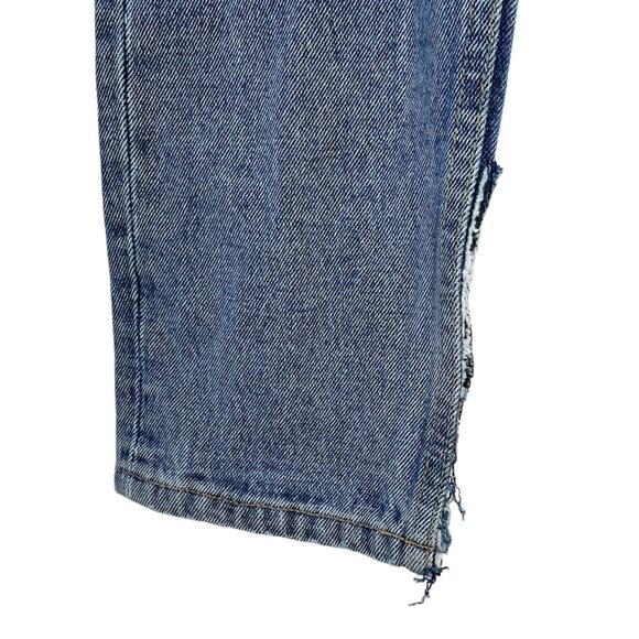 Jeu Illimité Medium Blue Slit Hem Straight Leg Button Fly Jeans - 25 - Picture 10 of 10